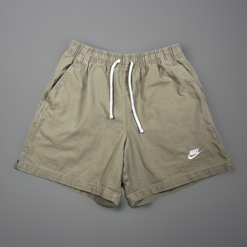 Nike Sportswear Club Canvas Shorts Mens XS Khaki Beige Elastic Drawstring DX0619